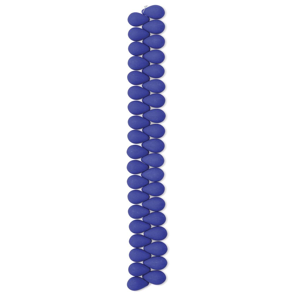 6356 Czech Glass Beads Drop Strand 6x9mm White Alabaster Velvet Blue